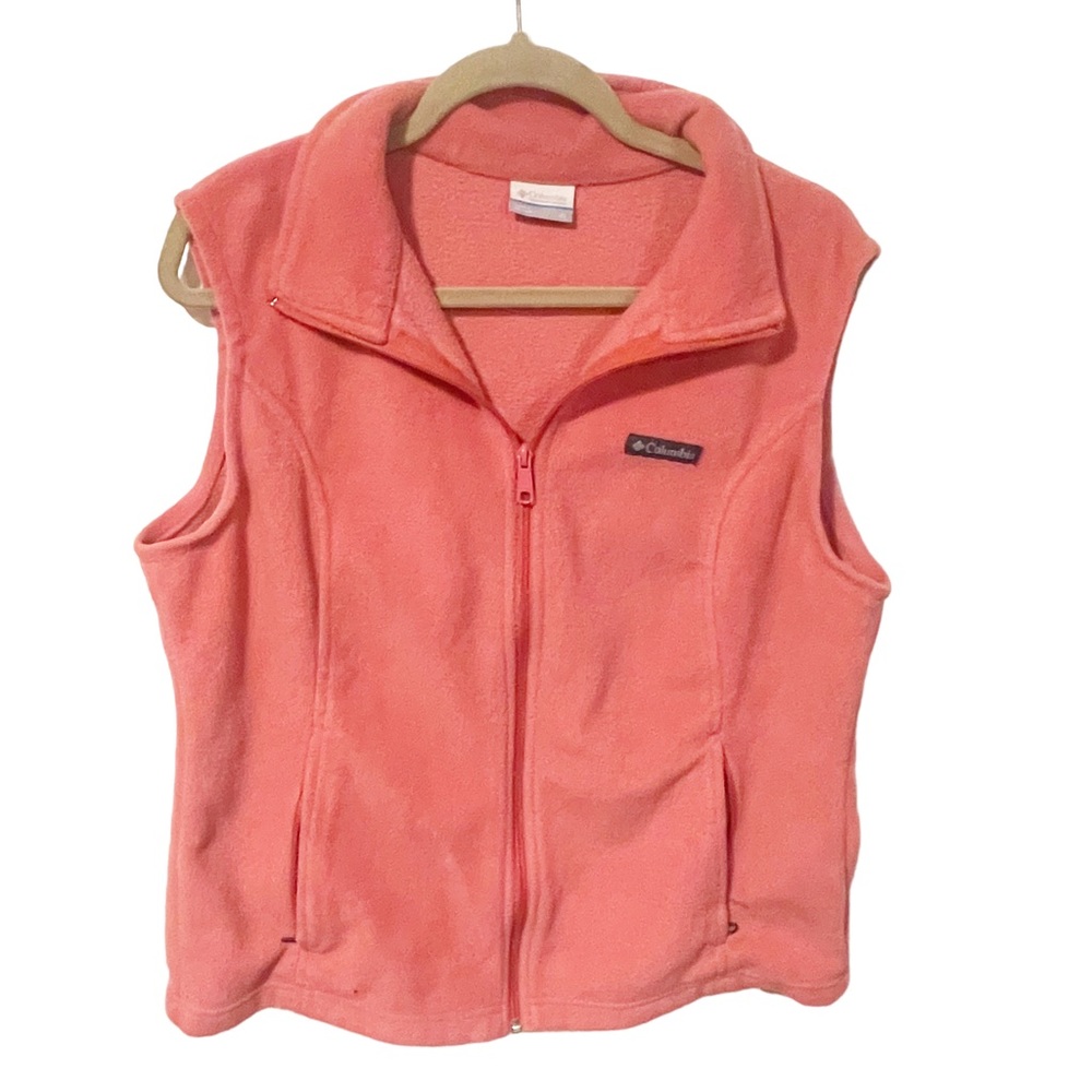 Columbia Size‎ XL Pink Fleece Full Zip Collared Vest